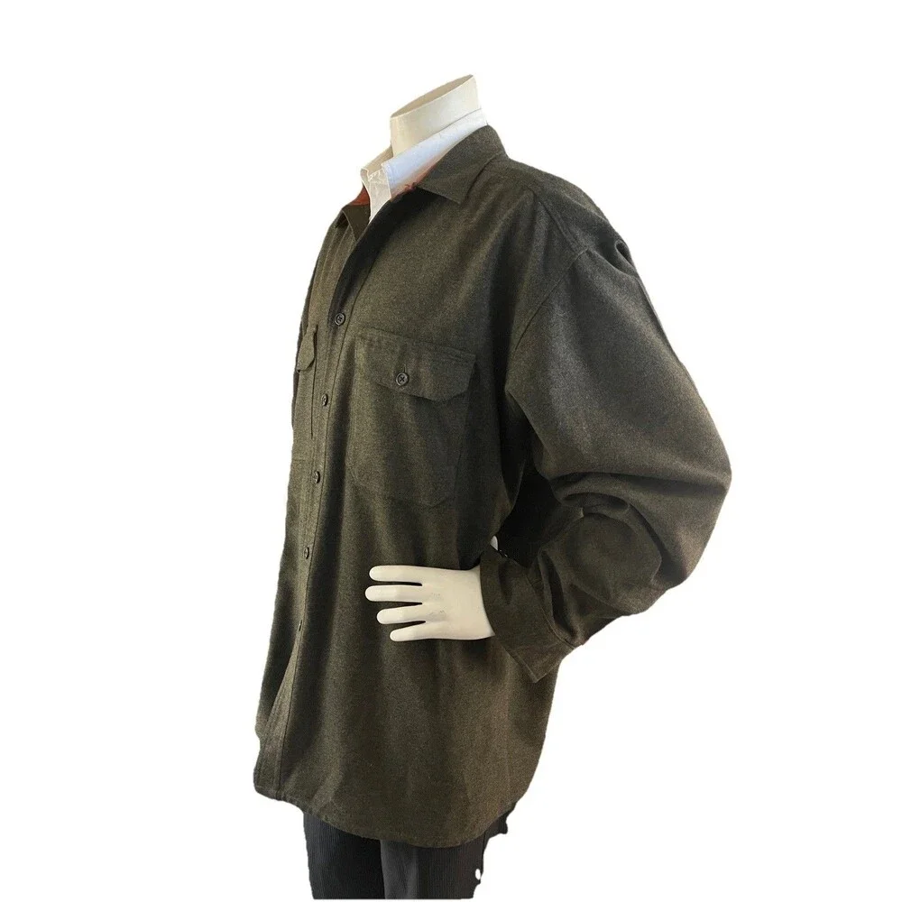 VTG Banana Republic Wool Blend CPO Shirt Jacket XL Olive Green Portugal Lined